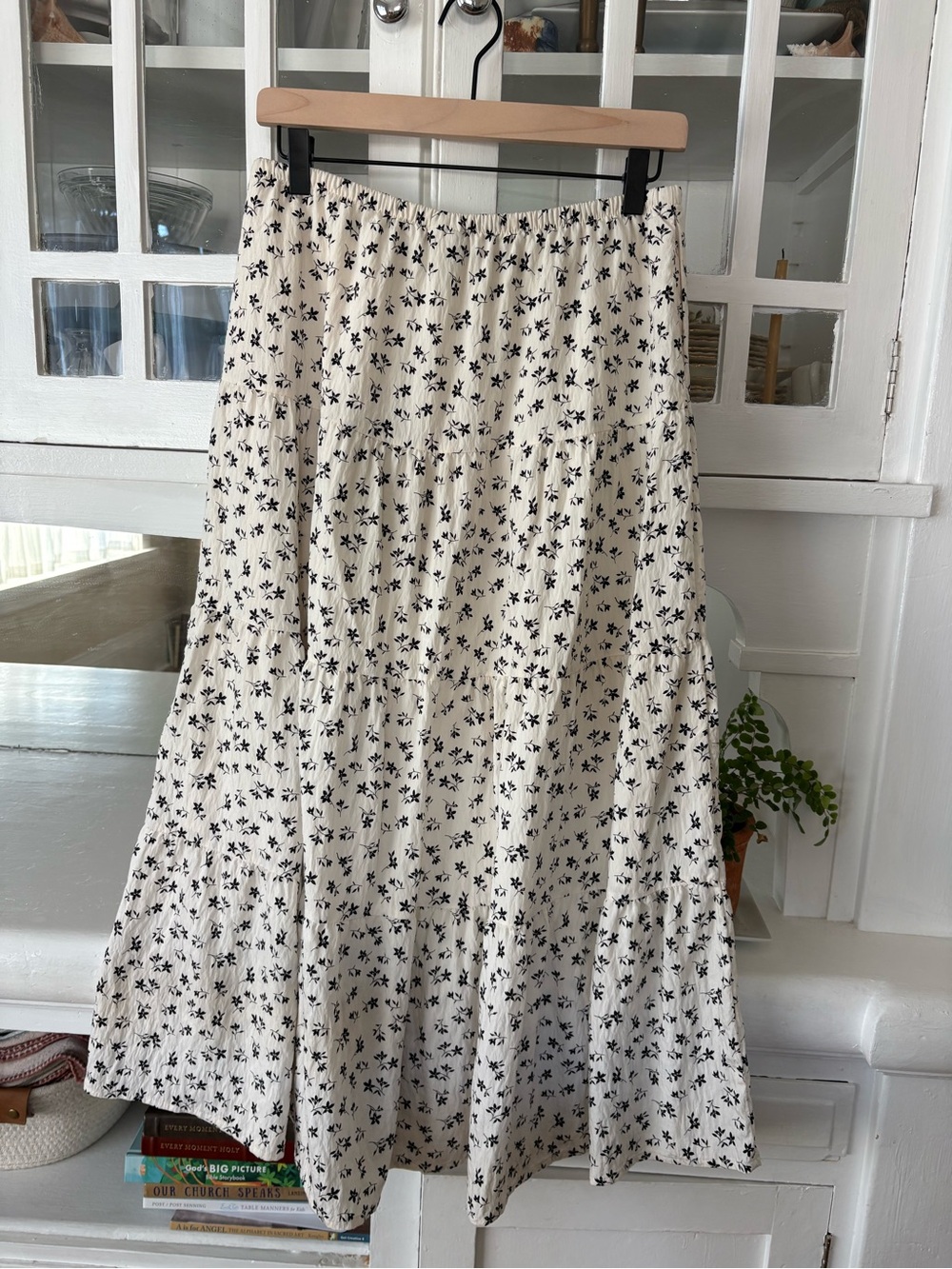 a new day Cream Midi Skirt with Black Floral Print - Picture 2 of 5